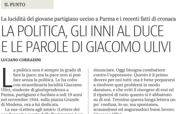 La politica, gli inni al duce e le parole di Giacomo Ulivi